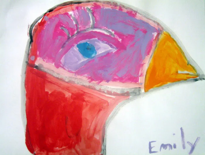 Bird from Kids Process Painting in Class