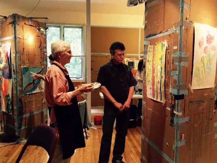 Stewart Cubley facilitates a Painting Experience workshop at the Omega Institute