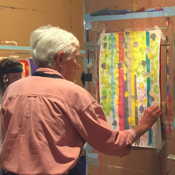 Jean Matlack working on a process painting