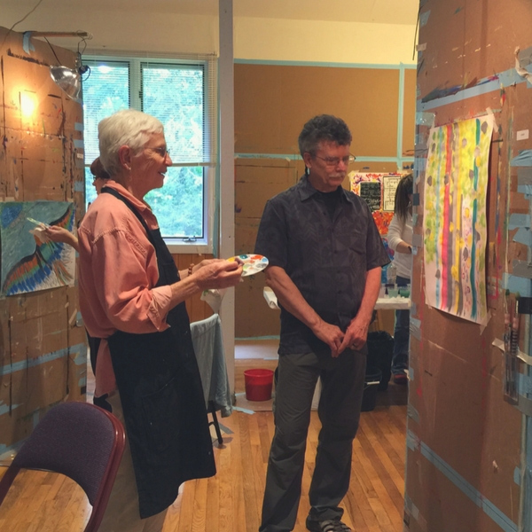 Jean Matlack and Stewart Cubley at a Painting Experience workshop
